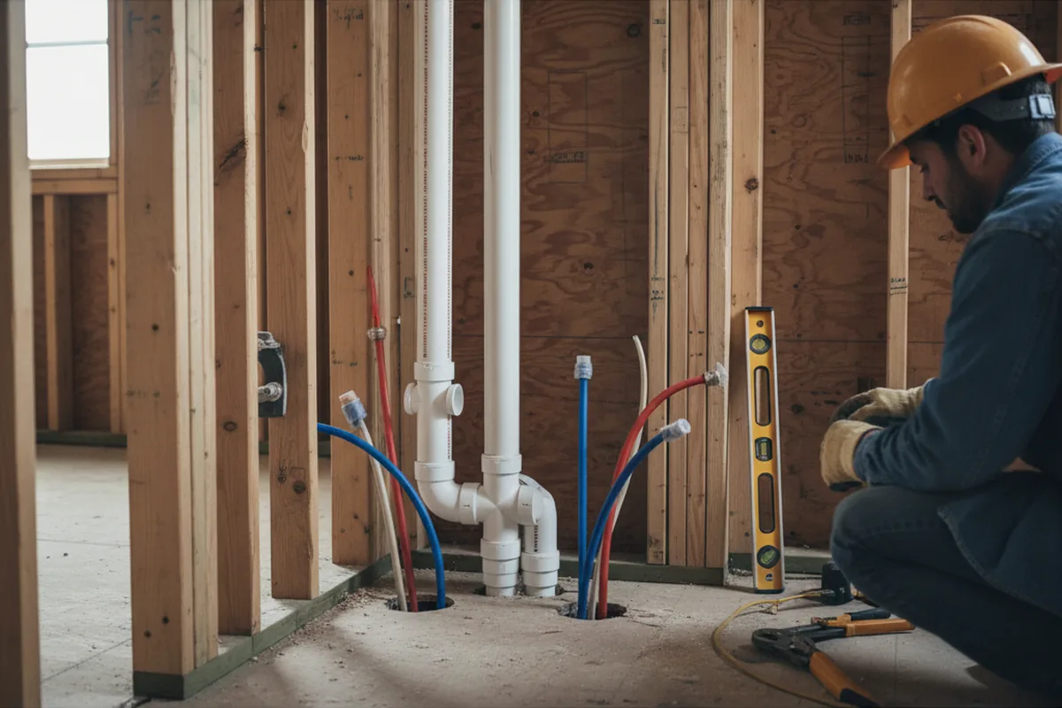 Drain and supply rough-in during Leak Detection in Salisbury